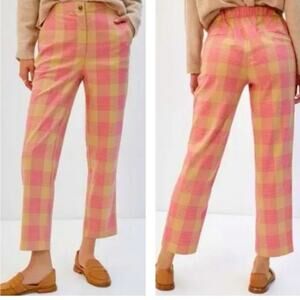 Maeve by Anthropologie Tapered Pink Plaid Pants 8